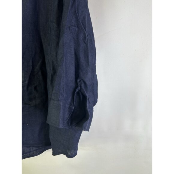 Lauren Ralph Lauren Linen Button Front Shirt Navy Blue - Picture 5 of 6
